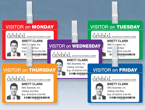 Badge Tags that are color-coded for every day of the week