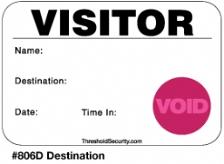 One Day Time-Expiring Visitor Badge, DOT-Expiring Visitor Pass #806D