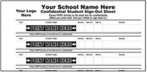 Confidential Student Sign Out Book 